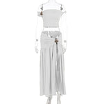 Velour Women's Pleated Skirt & Top Cover-Up Set