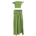 Velour Women's Pleated Skirt & Top Cover-Up Set