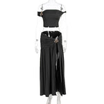Velour Women's Pleated Skirt & Top Cover-Up Set