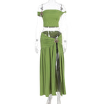 Velour Women's Pleated Skirt & Top Cover-Up Set
