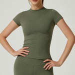 Velour Shaping Short-Sleeve Top